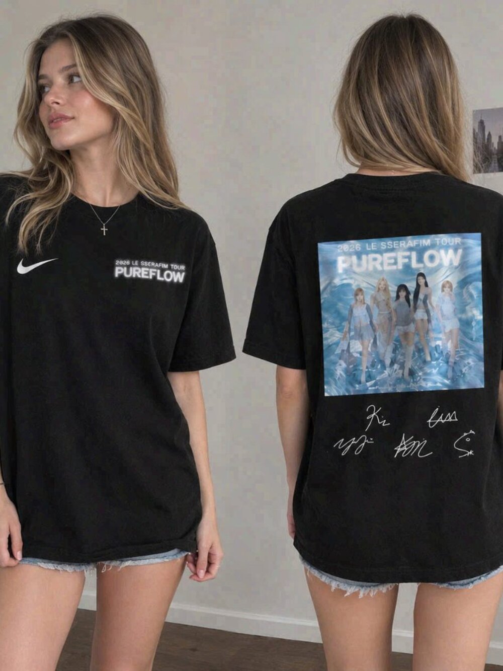 Nike LE SSERAFIM Tour Pureflow 2026 Graphic Black T-Shirt